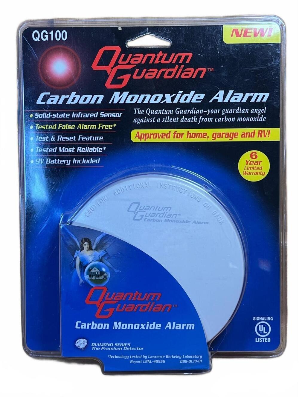 Quantum Guardian QG100 Carbon Monoxide Alarm with 9V Battery Included